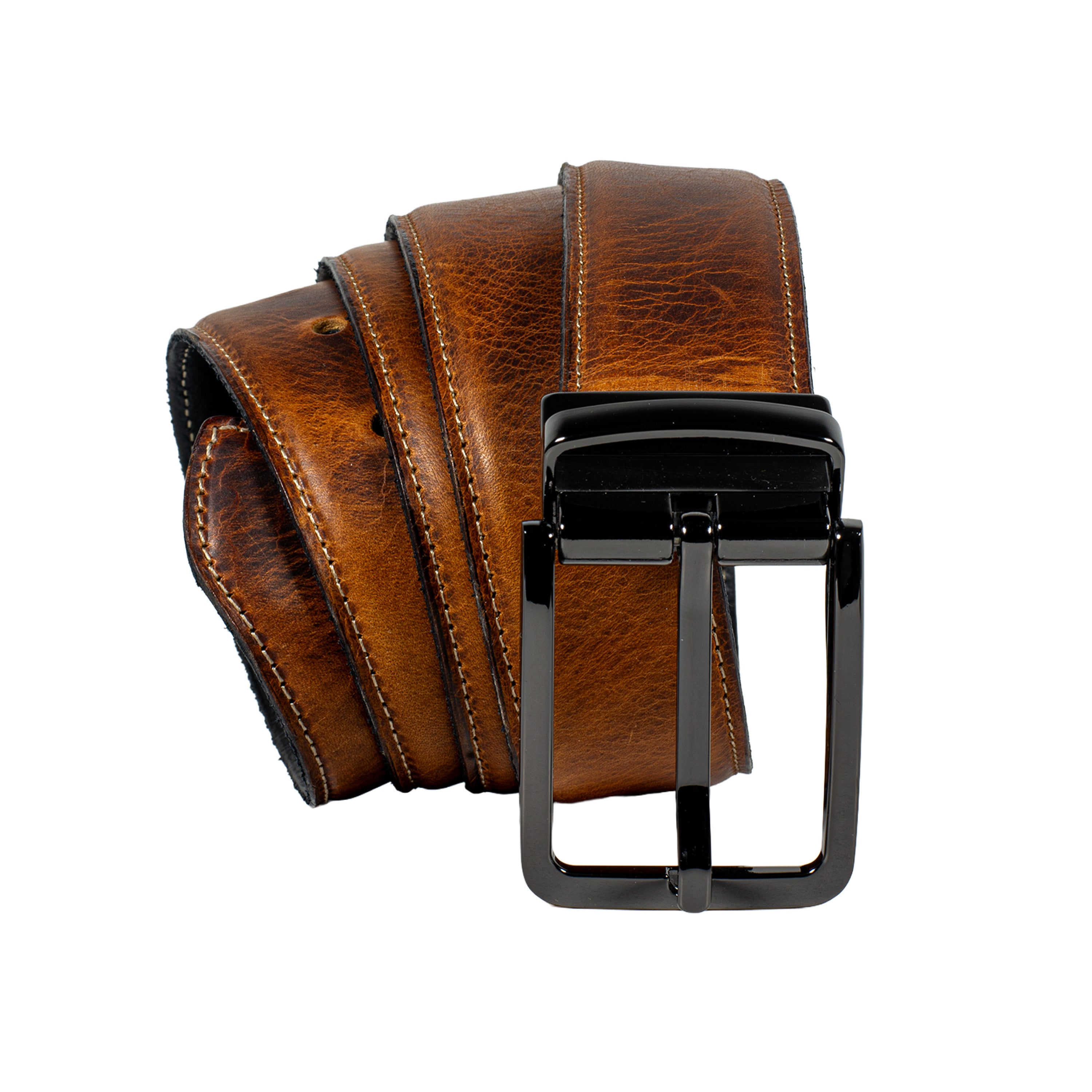 Handgefertigtes Ledergürtel-Set aus italienischem Veg-Tanned Full-Grain-Leder mit Pull-Up-Effekt – Harmog