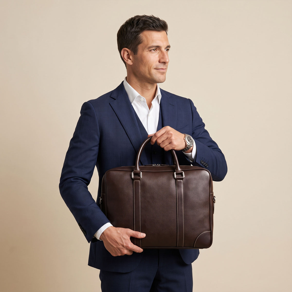 Smeđa muška kožna poslovna torba Espresso Executive Edition – Harmog