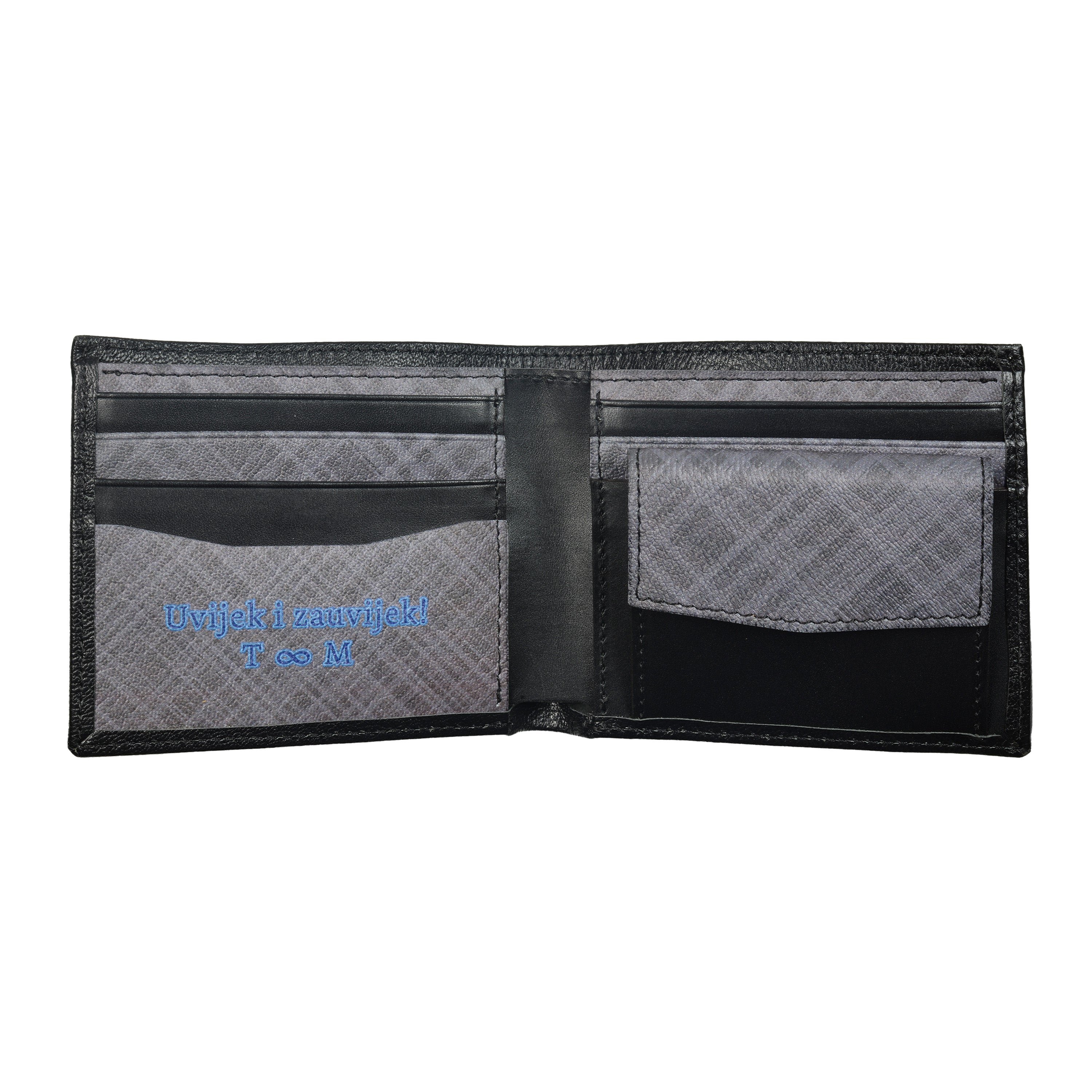 Novčanik i privjesak s plavom personalizacijom