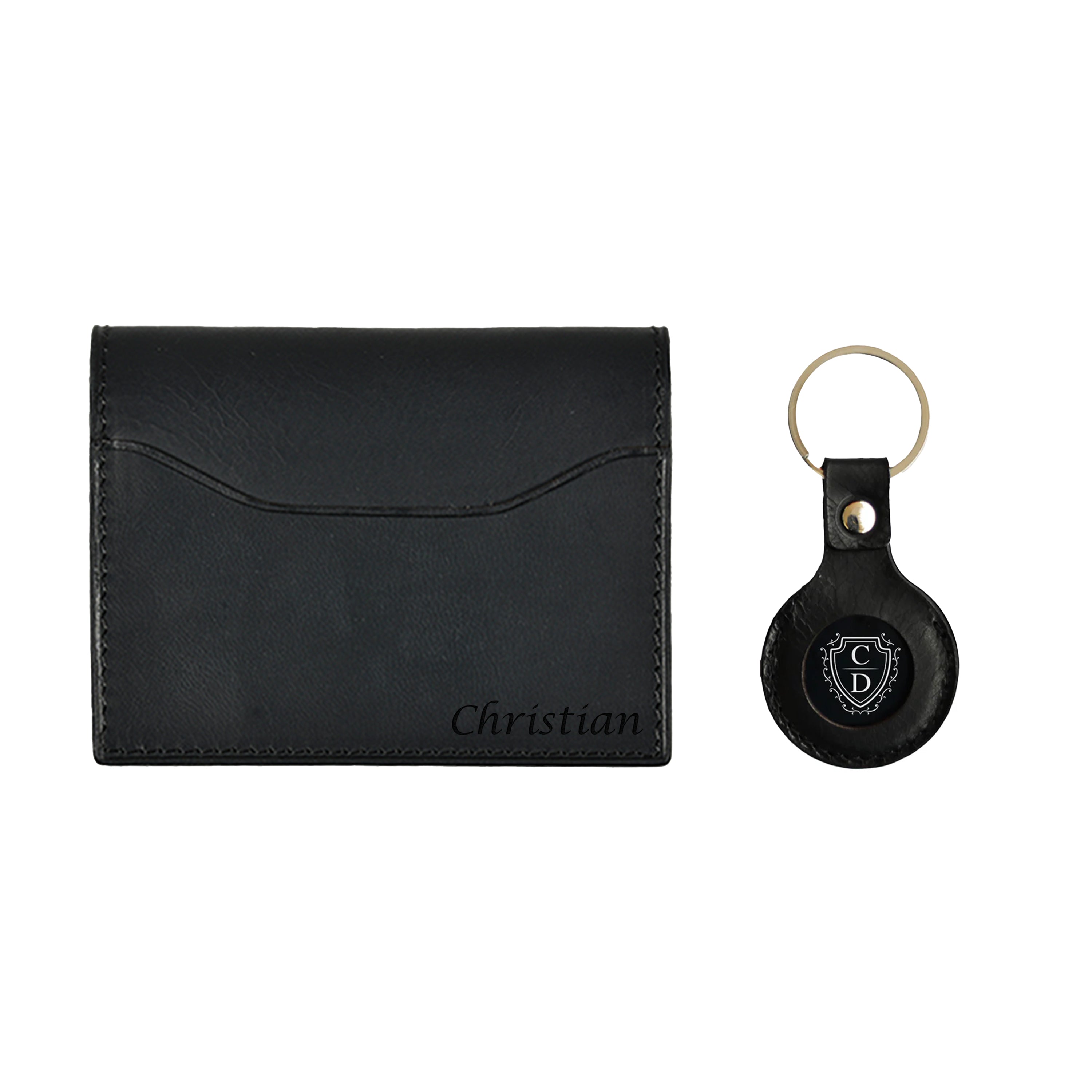 Premium Volleder Kartenetui & Schlüsselanhänger Set