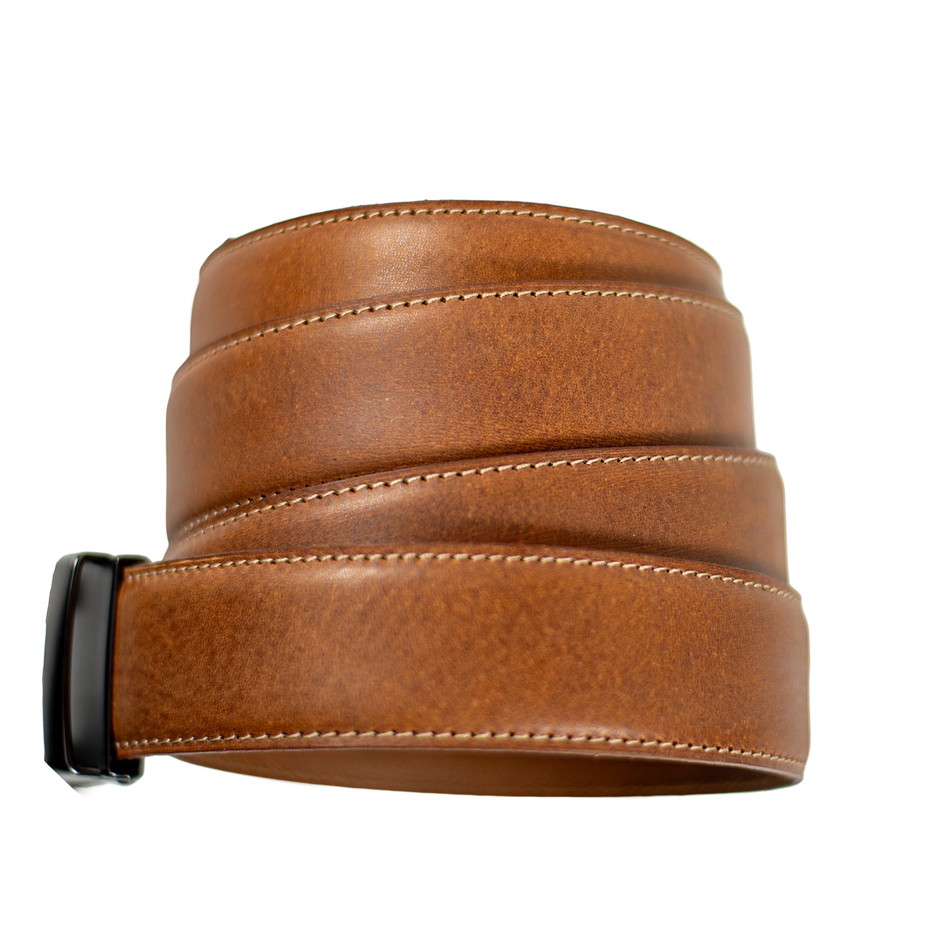 Premium Ledergürtel mit Automatikschnalle aus Full-Grain-Leder – stufenlos verstellbar, ohne Lochung – Harmog