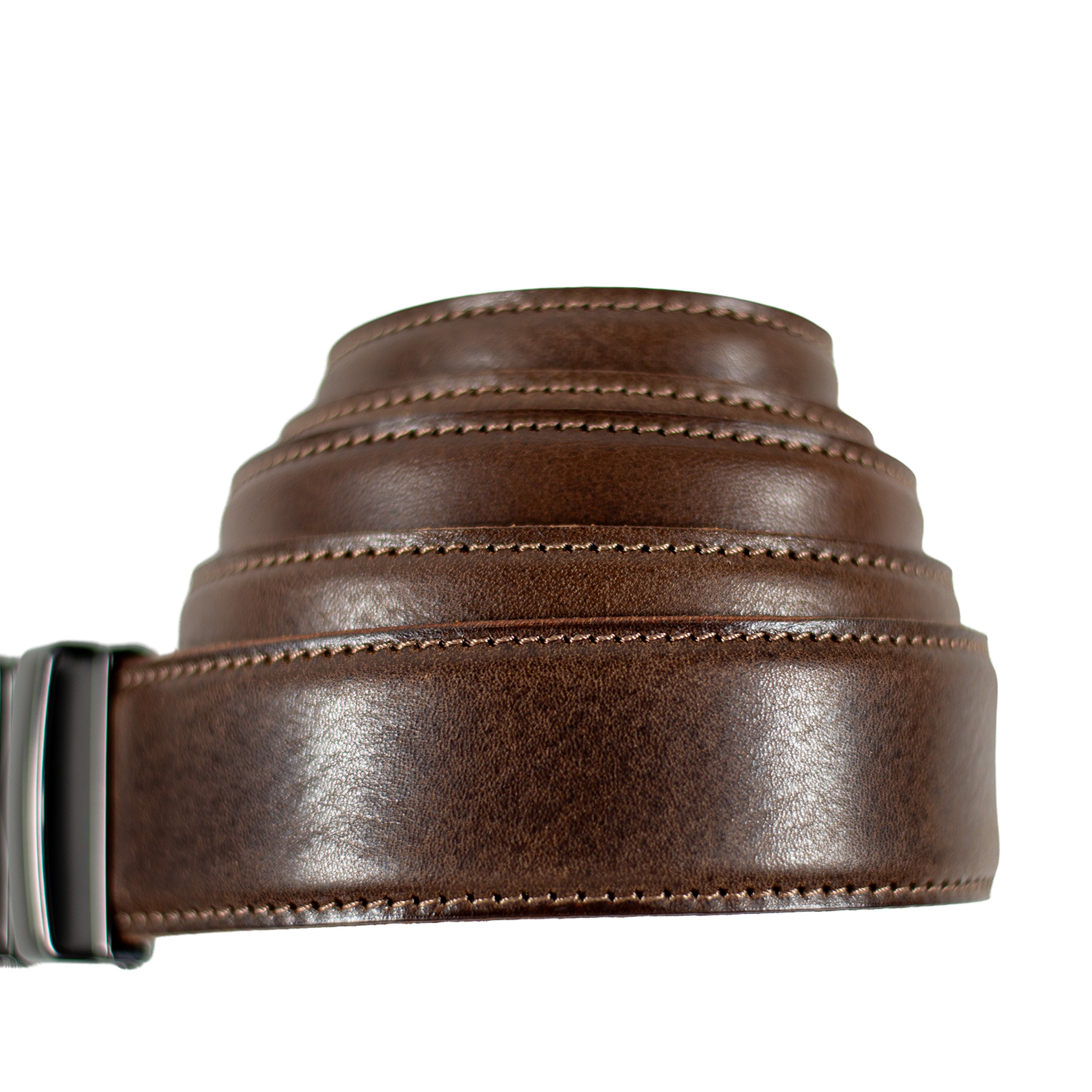Premium Ledergürtel mit Automatikschnalle aus Full-Grain-Leder – stufenlos verstellbar, ohne Lochung – Harmog