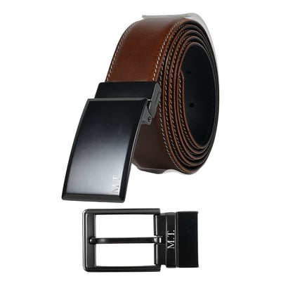 Handgefertigtes Business Line Ledergürtel-Set aus italienischem Veg-Tanned Full-Grain-Leder – Harmog