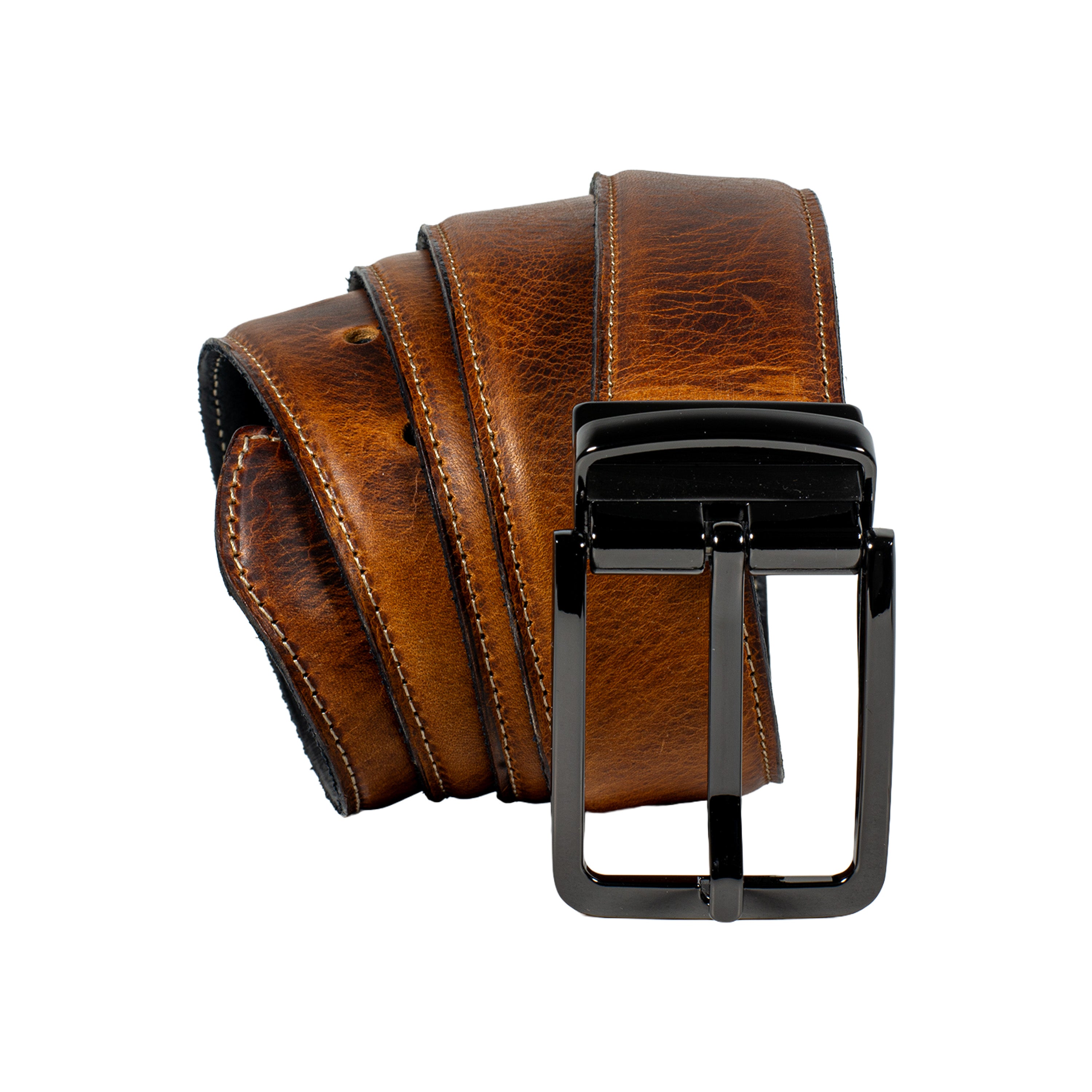 Handgefertigter Vintage-Ledergürtel aus italienischem Veg-Tanned Full-Grain-Leder mit Pull-Up-Effekt – Harmog