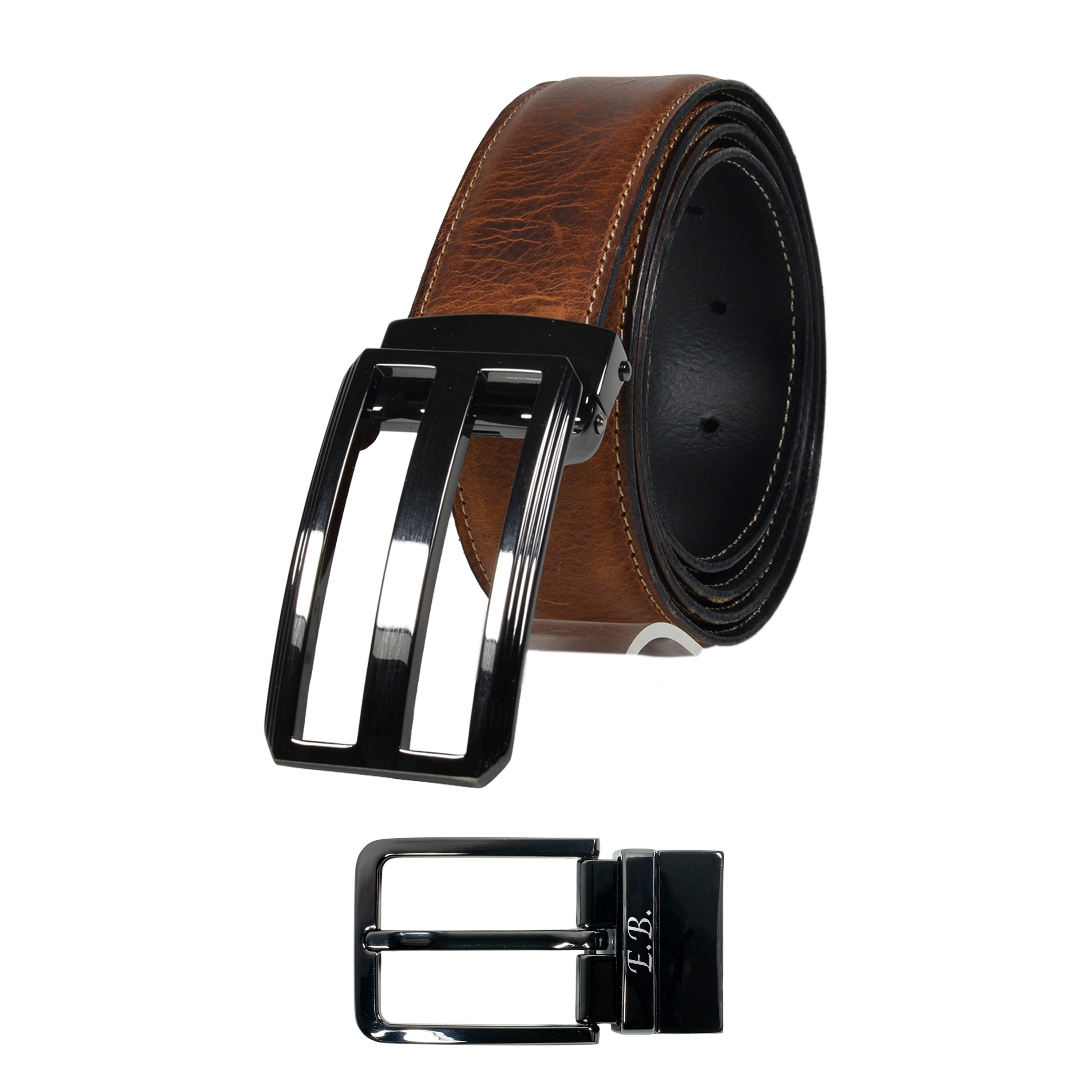 Handgefertigtes Ledergürtel-Set aus italienischem Veg-Tanned Full-Grain-Leder mit Pull-Up-Effekt – Harmog