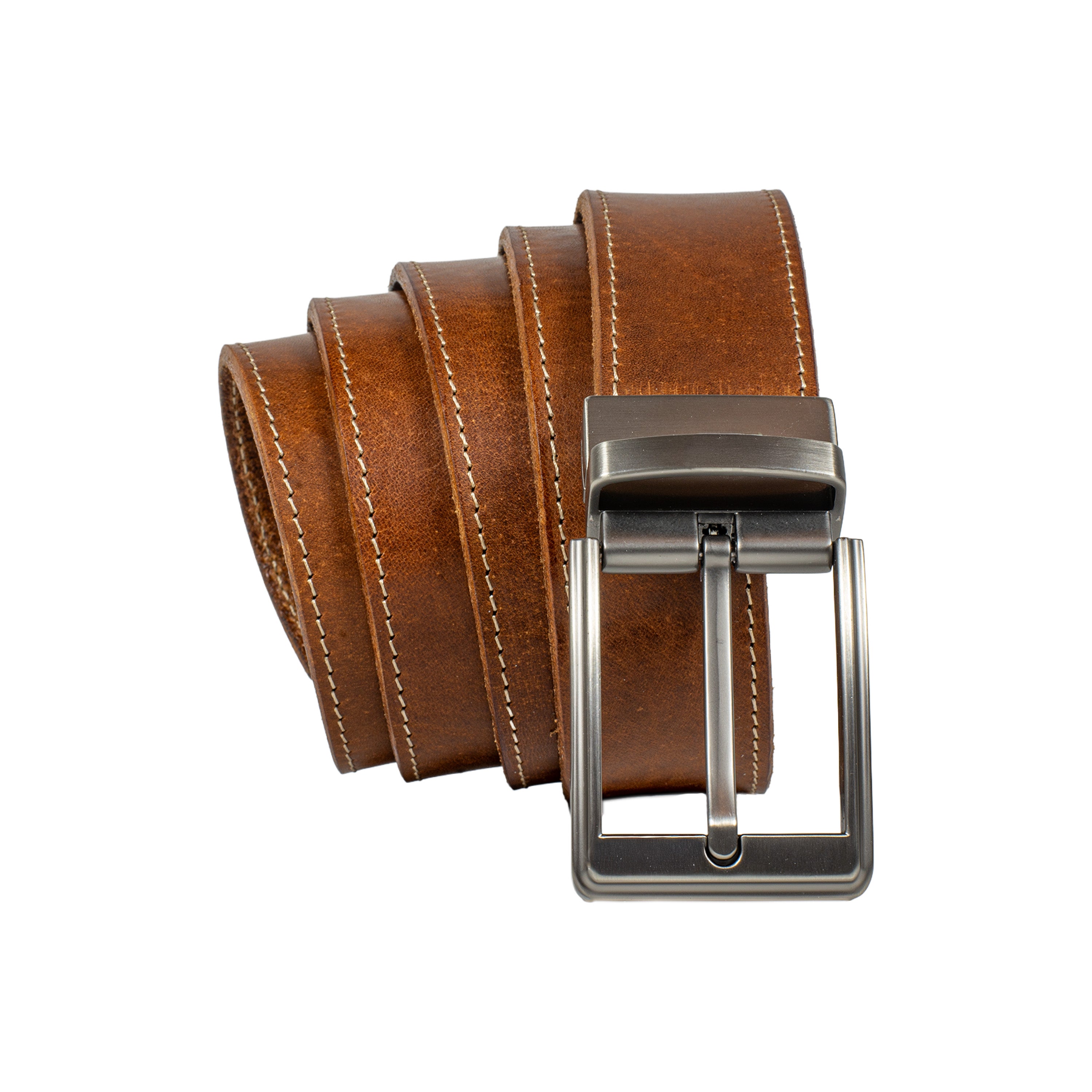 Klassischer Ledergürtel mit Ziernaht aus Full-Grain-Leder – handgefertigt, robust, zeitlos – Harmog