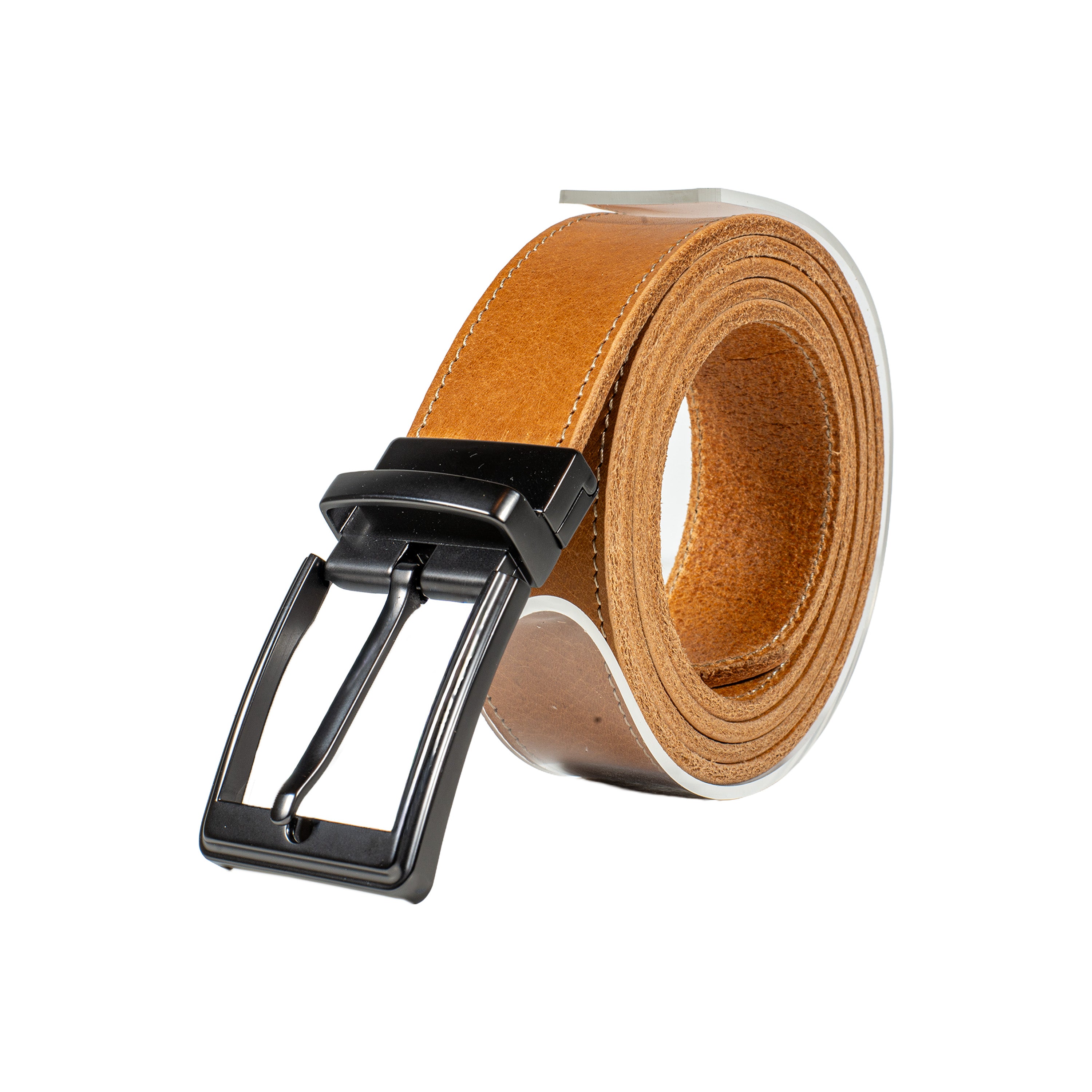 Klassischer Ledergürtel mit Ziernaht aus Full-Grain-Leder – handgefertigt, robust, zeitlos – Harmog