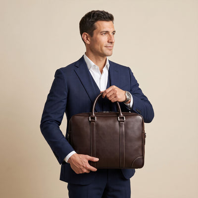 Smeđa muška kožna poslovna torba Espresso Executive Edition – Harmog 