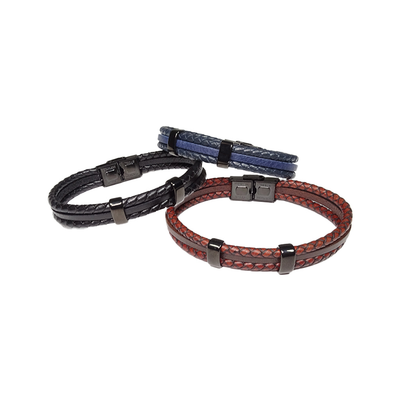 Lederarmband mit schwarzen Stahlverzierungen