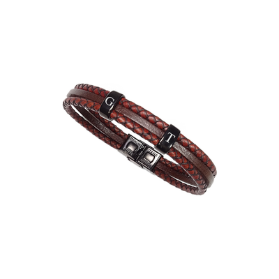 Lederarmband mit schwarzen Stahlverzierungen