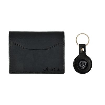 Premium Volleder Kartenetui & Schlüsselanhänger Set