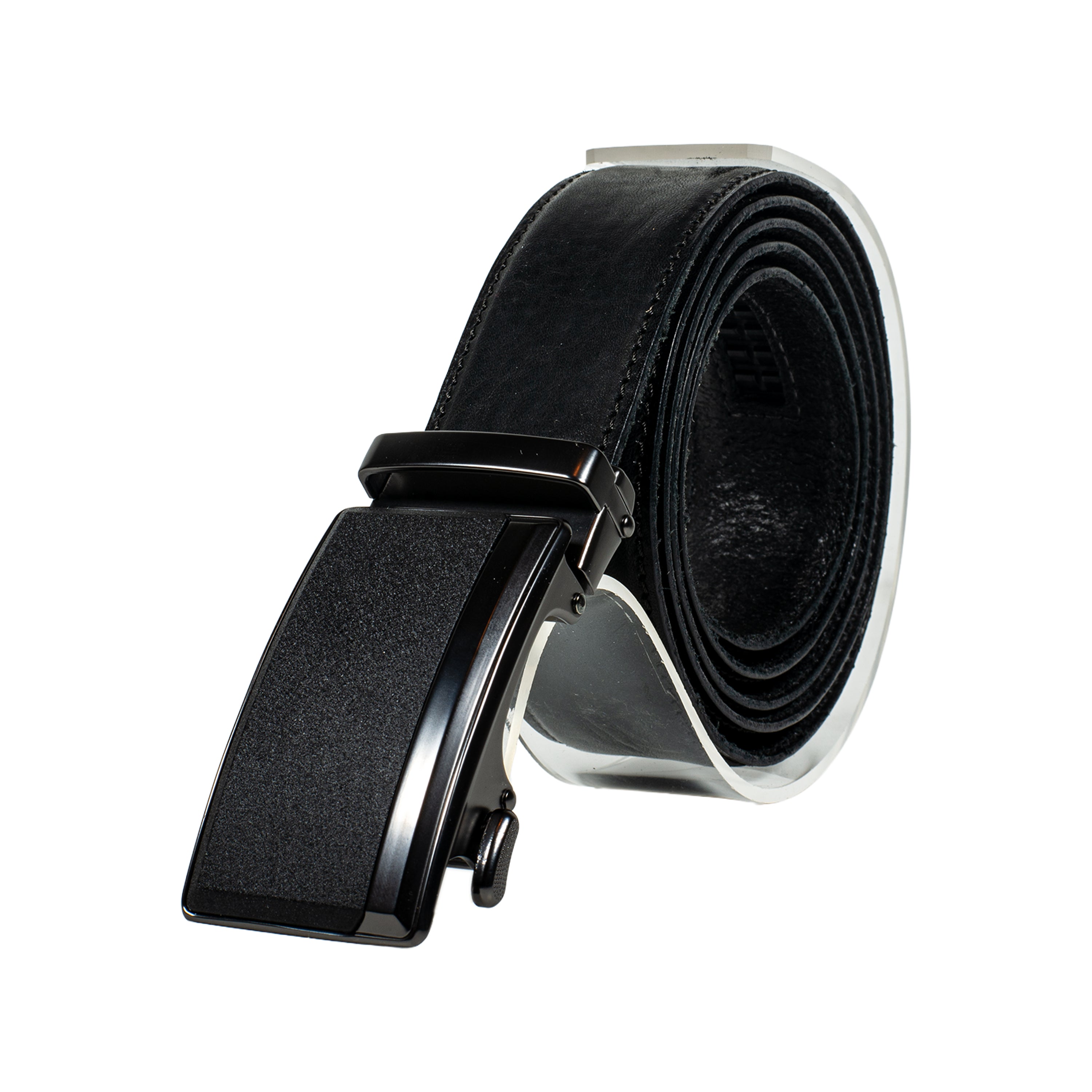 Premium Ledergürtel mit Automatikschnalle aus Full-Grain-Leder – stufenlos verstellbar, ohne Lochung – Harmog