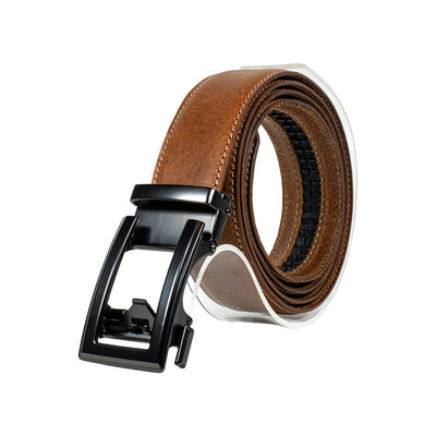 Premium Ledergürtel mit Automatikschnalle aus Full-Grain-Leder – stufenlos verstellbar, ohne Lochung – Harmog