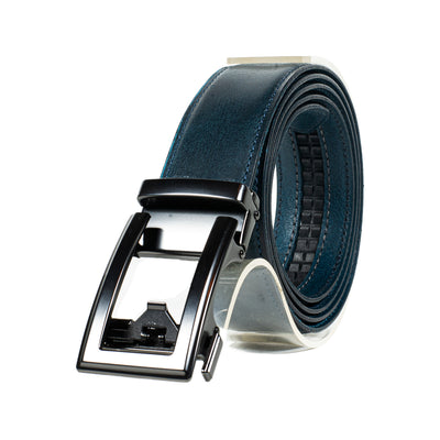 Premium Ledergürtel mit Automatikschnalle aus Full-Grain-Leder – stufenlos verstellbar, ohne Lochung – Harmog