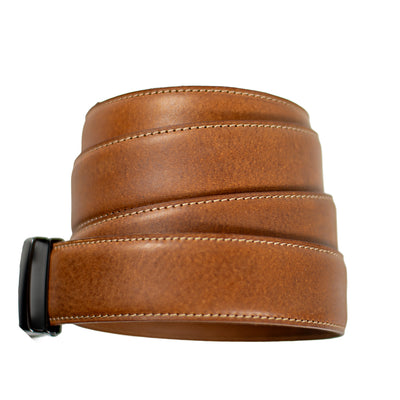 Premium Ledergürtel mit Automatikschnalle aus Full-Grain-Leder – stufenlos verstellbar, ohne Lochung – Harmog