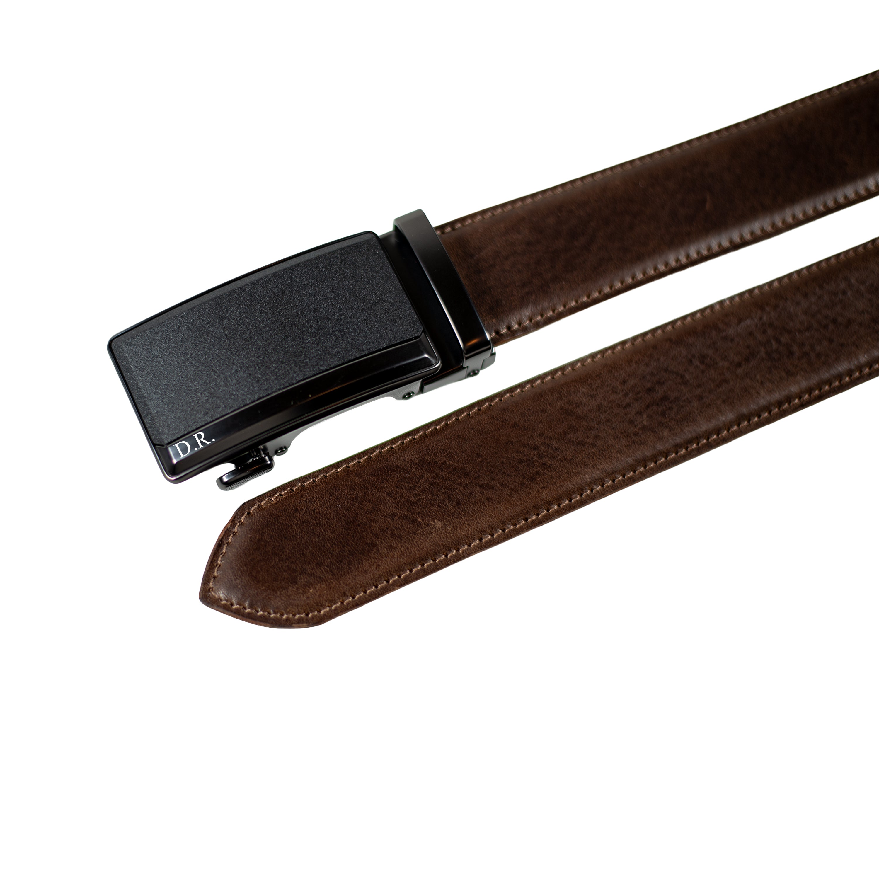 Premium Ledergürtel mit Automatikschnalle aus Full-Grain-Leder – stufenlos verstellbar, ohne Lochung – Harmog